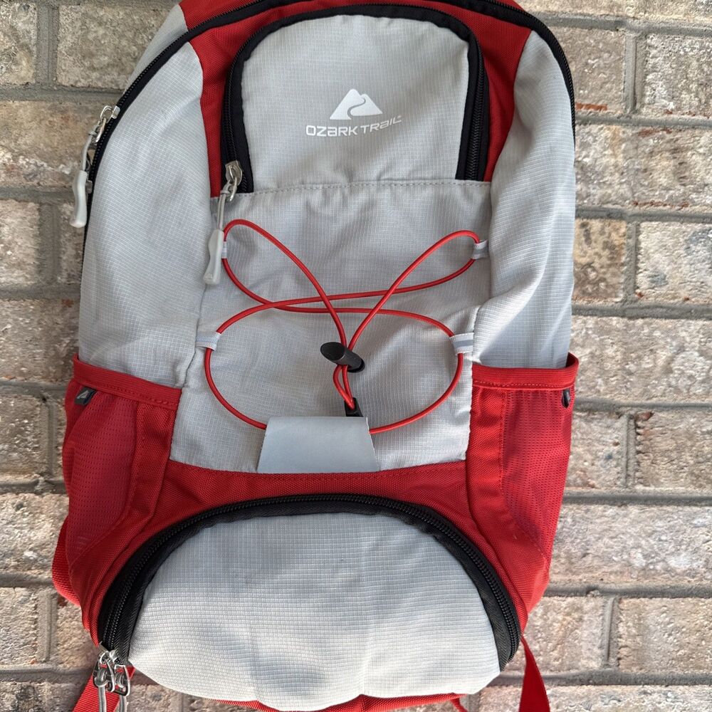 Ozark trail Thomas hollow backpack light gray/red  Great Condition! - Picture 3 of 10